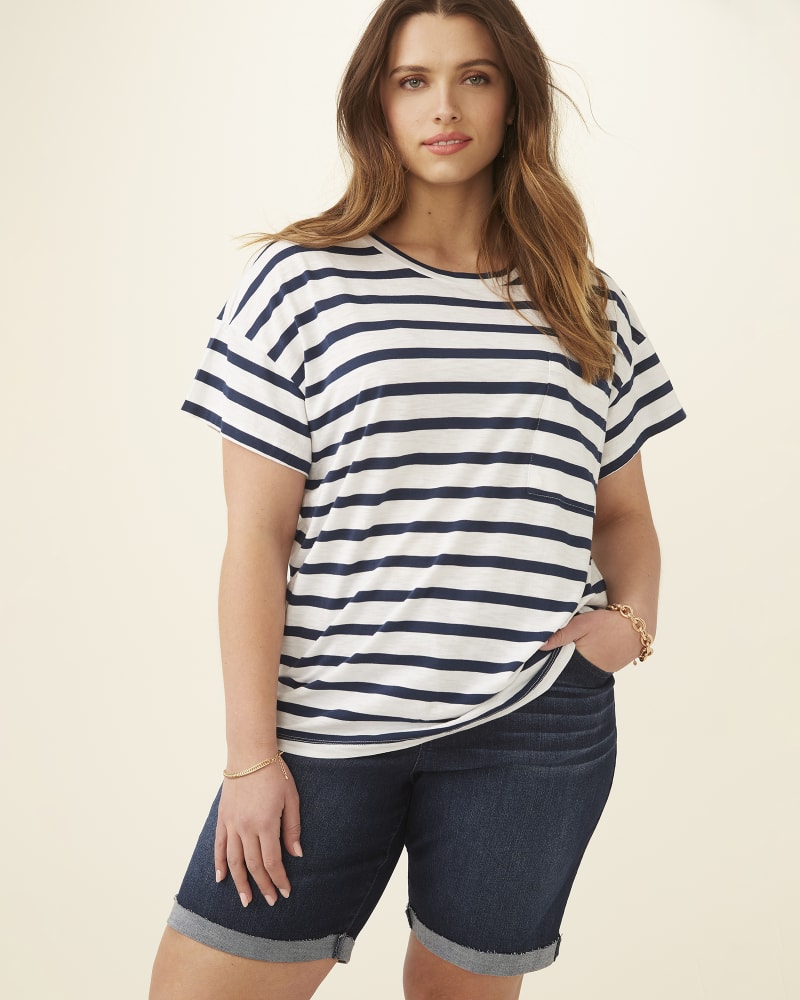 Front of plus size Kendra Striped Nautical Tee by Marc NY | Dia&Co | dia_product_style_image_id:188973